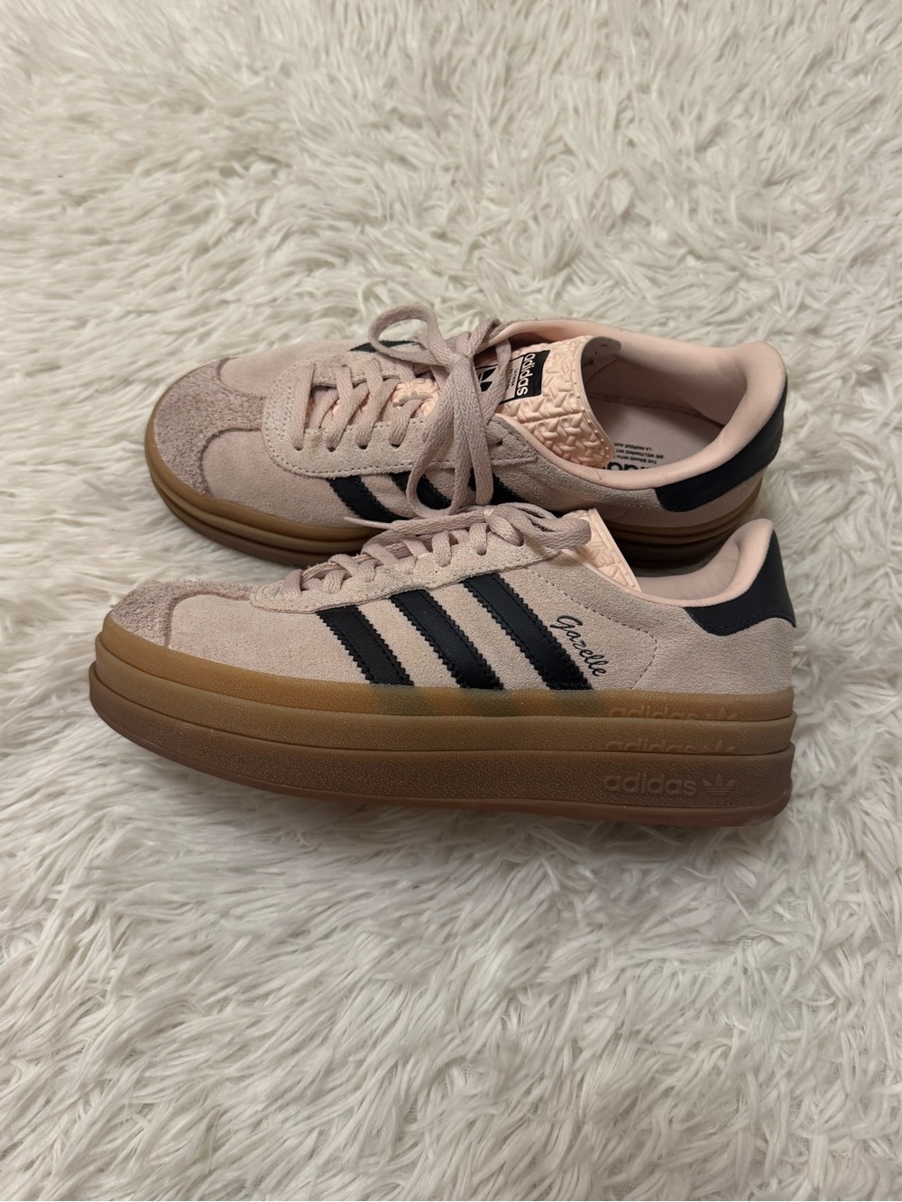 adidas Gazelle Platform Sneakers in Blush Pink and Black adidas gazelle bold
